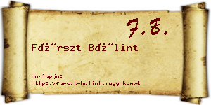 Fürszt Bálint névjegykártya