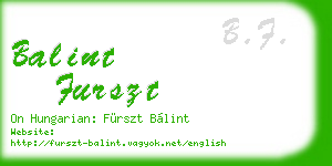 balint furszt business card