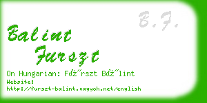 balint furszt business card